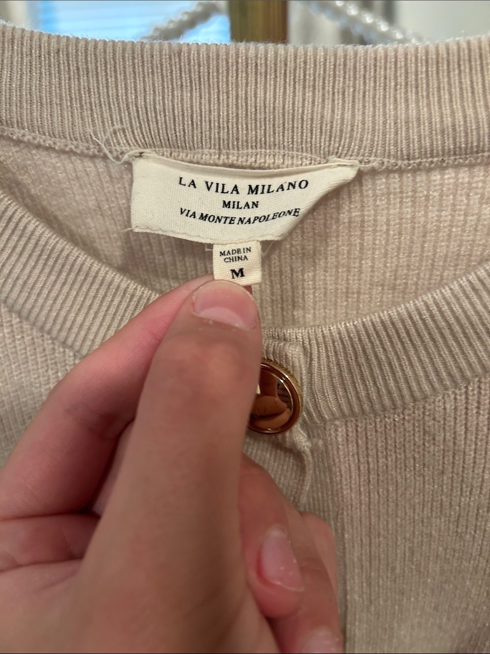 Light Blush Button-Front Ribbed Cardigan - Picture 2 of 3